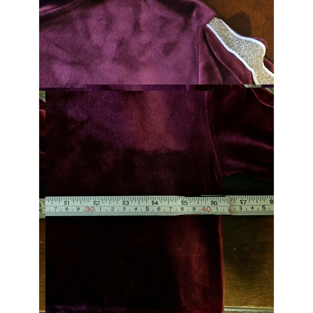 Justice Active Girls‎ Dance Velour Outfit Set Hoodie Joggers Burgundy Gold Sz 10